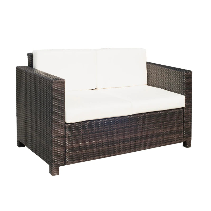 Brown Two-Seater Rattan Sofa
