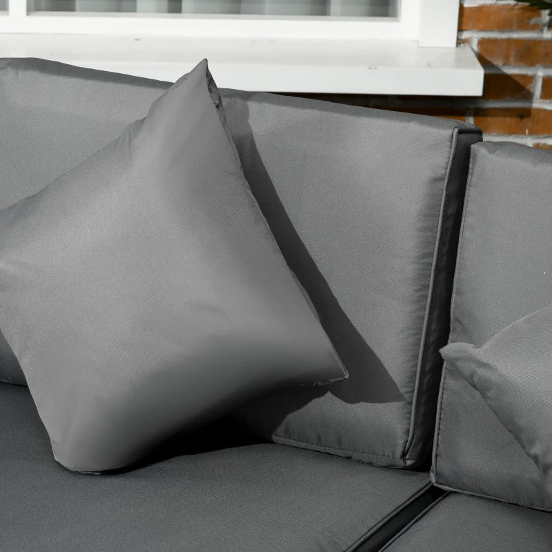 Grey 8 Piece Rattan Corner Sofa Set With Washable Cushion Covers & Tempered Glass Table