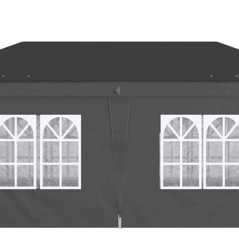Black 3m x 6 m Pop Up Gazebo with Sides and Windows
