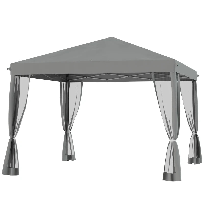 Light Grey 3m x 3m Pop Up Gazebo With Removable Mesh Sidewall Netting