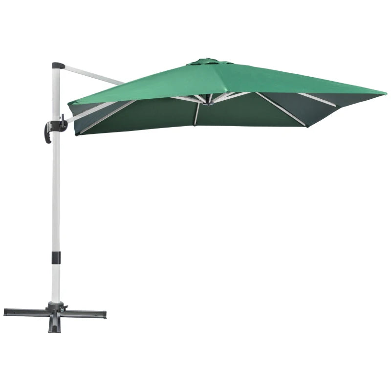Green 3m x 3m Cantilever Parasol With Aluminium Frame