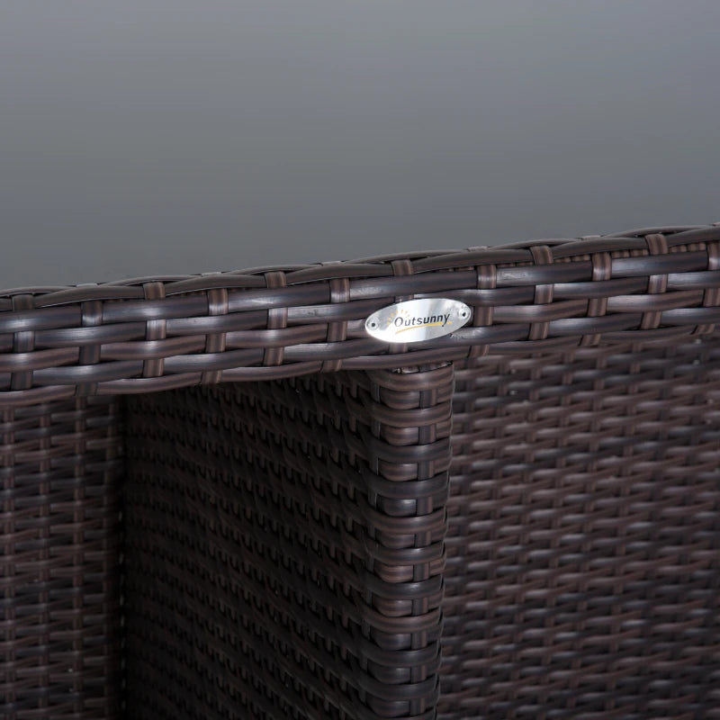 Brown Rattan Dining Set With Light Coloured Cushions & Table