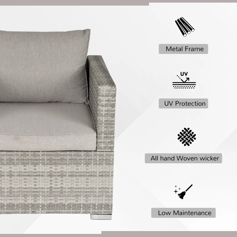 Light Grey Single Seater Rattan Chair with Padded Cushions