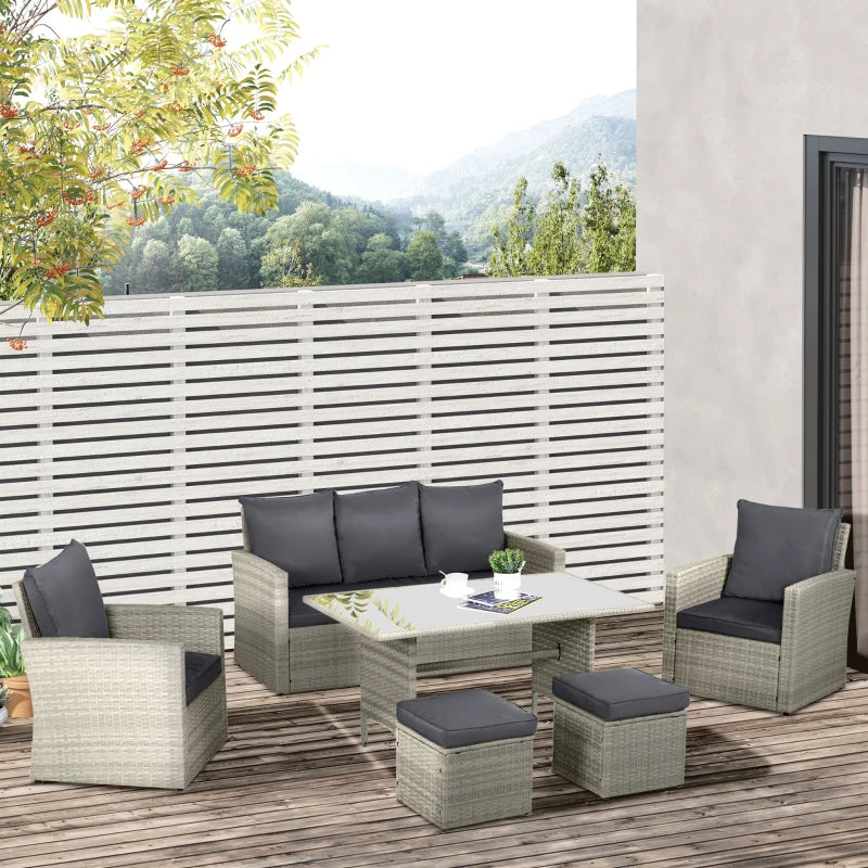Mixed Grey Rattan Dining Set With 3 Seater Sofa