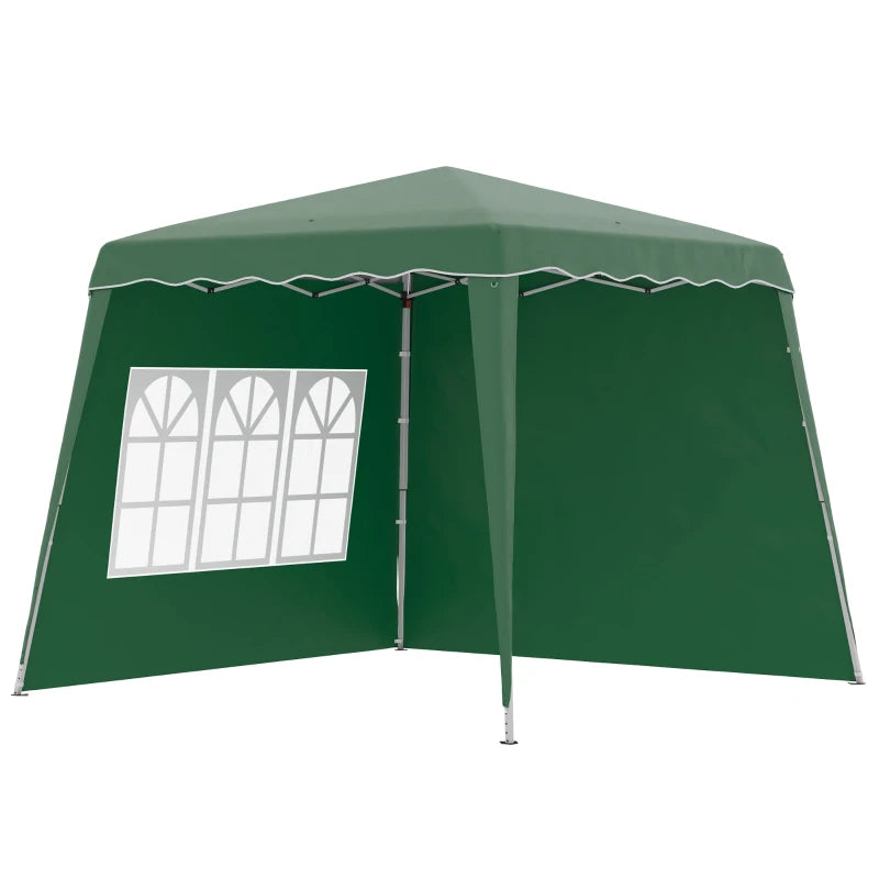 Green Pop Up Tent with 2 Sidewalls and Carry Bag
