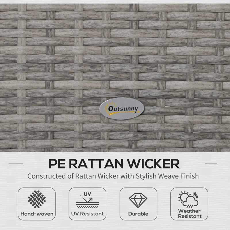 Grey 4 Rattan Wicker Sofa Set With Coffee Table, Side Storage Box & Cushions