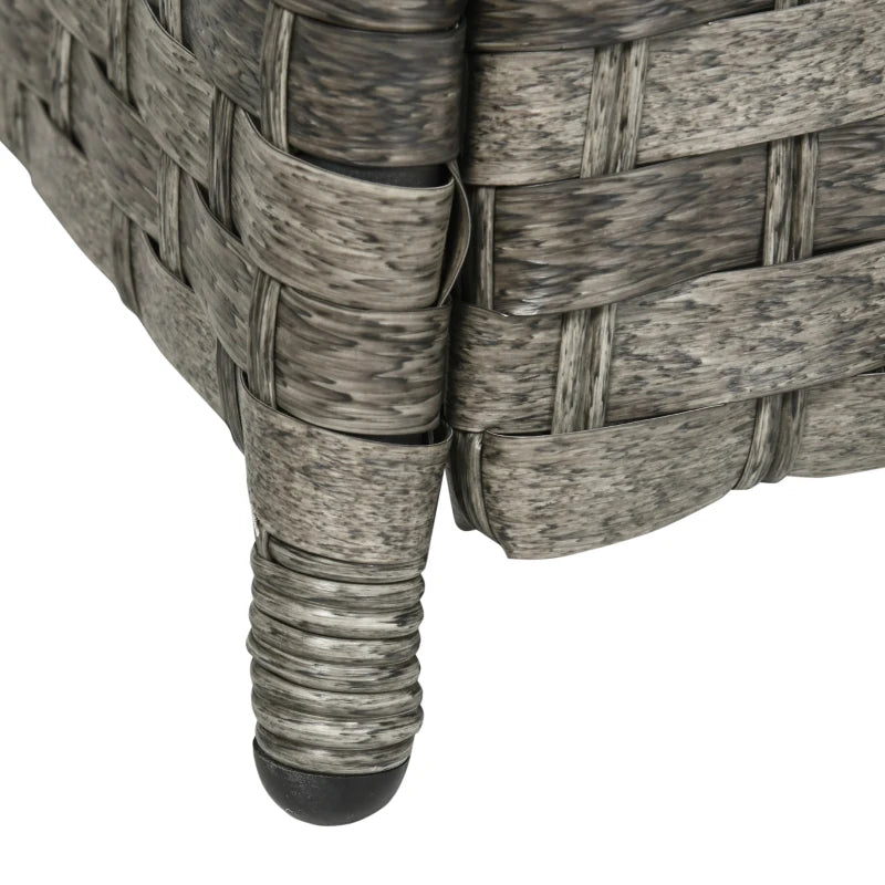 6 Seater Rattan Sofa With Fire Table - Grey