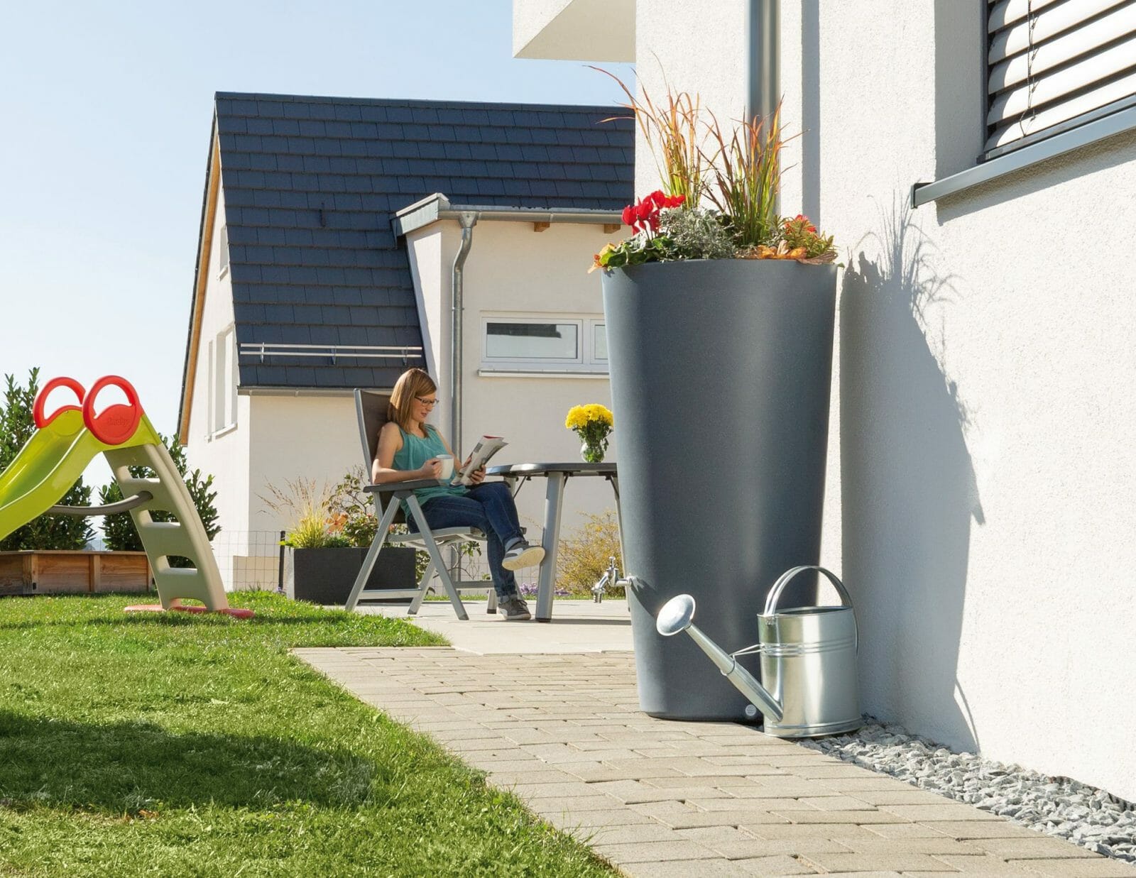 Rainbowl Flower - Blue Grey Granite (150 L) - Trade Warehouse