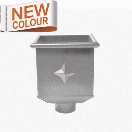 RAL 9007 'Grey Aluminium' Galvanised Steel Hopper Head 230w x 230d x 300h with 80mm Outlet - Trade Warehouse