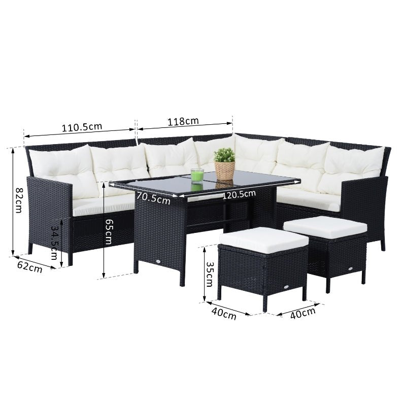 RattanVista Luxe 8-Seater Corner Dining Ensemble - Black - Trade Warehouse