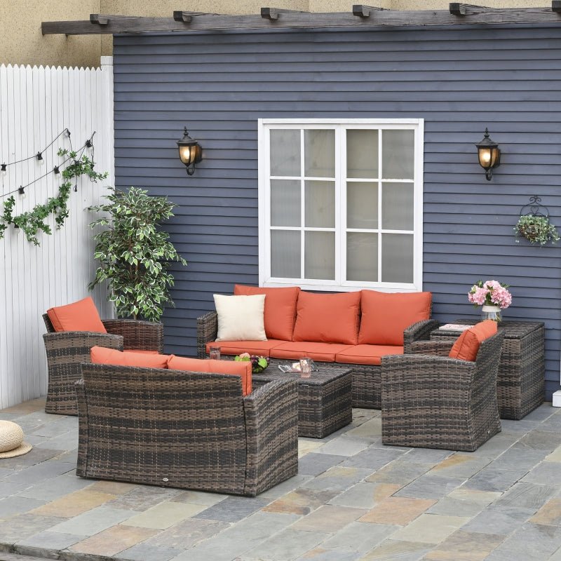 Ravano 6-Piece Patio Ensemble: Mixed Brown Rattan Corner Set - Trade Warehouse