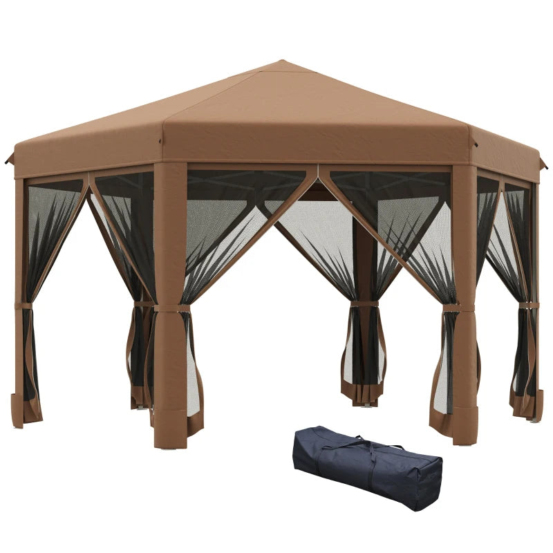 Brown Hexagonal Pop Up Gazebo