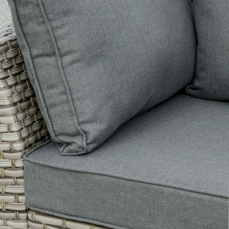 Riviera Luxe 5-Seater Wicker Lounge: Light Grey Rattan Corner Set with Tea Table - Trade Warehouse