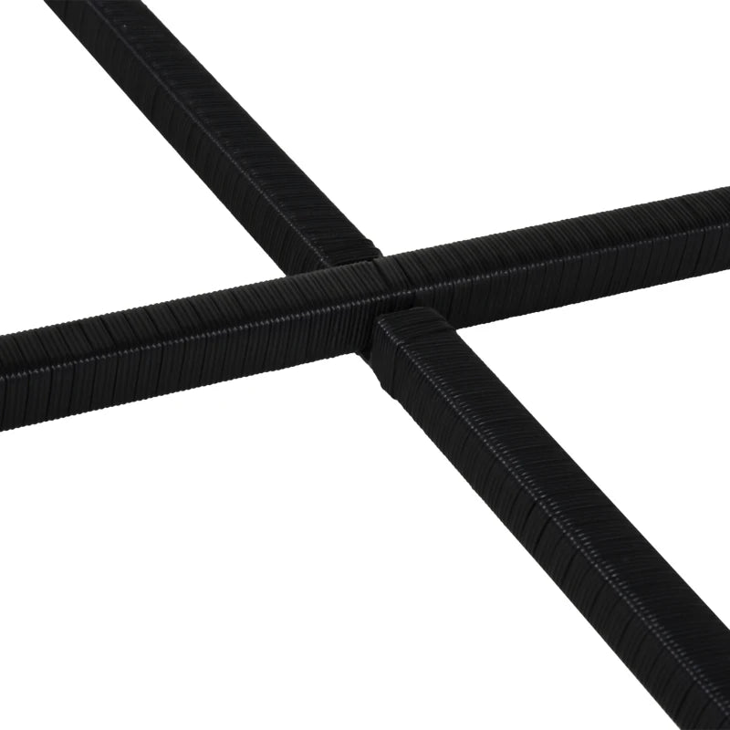 Black 9 Piece Rattan Dining Set With Glass Top Table & White Cushions