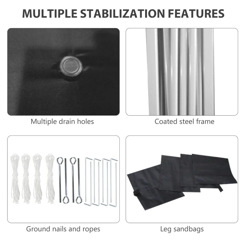 3m x 3m Pop Up Event Shelter - Height Adjustable Party Tent with Walls - Weight Bags and Wheeled Bag Included