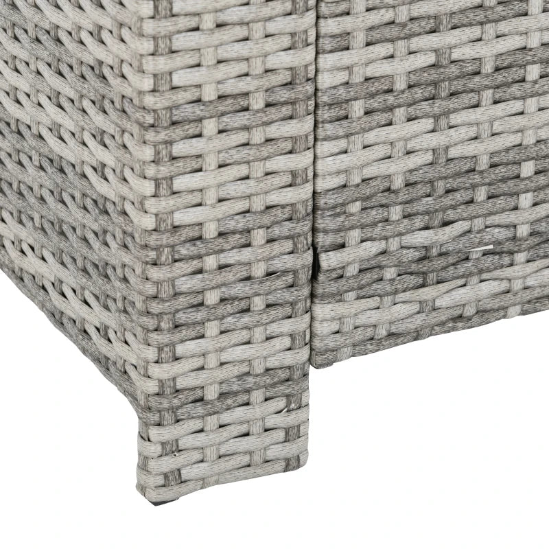 Rattan Garden Furniture Set with Three-seats, Armchairs, Footstools and Glass Top Dining Table