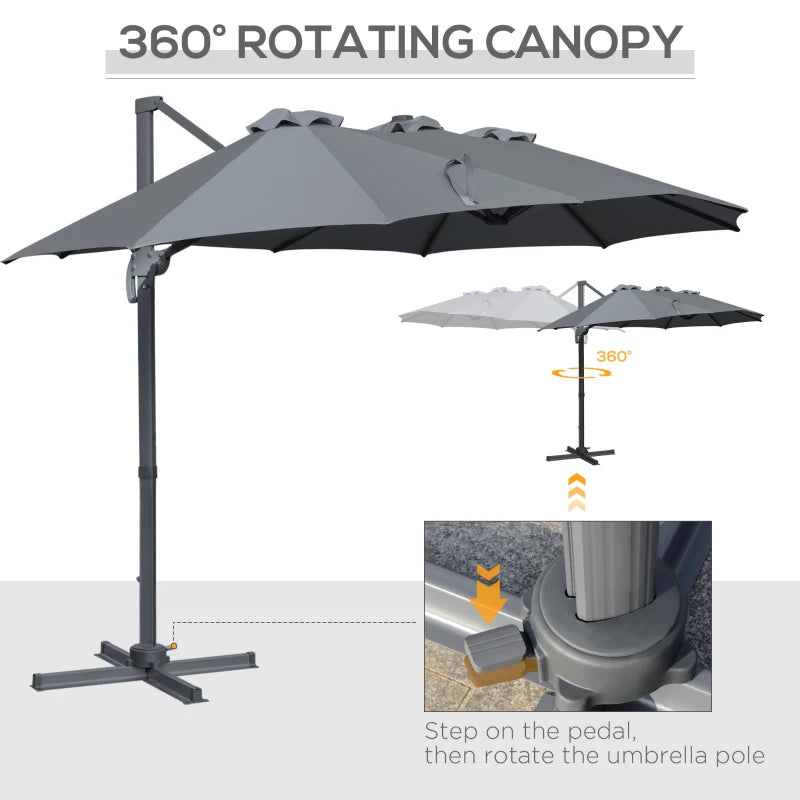 Grey  4.5m Patio Parasol - 360° Rotation