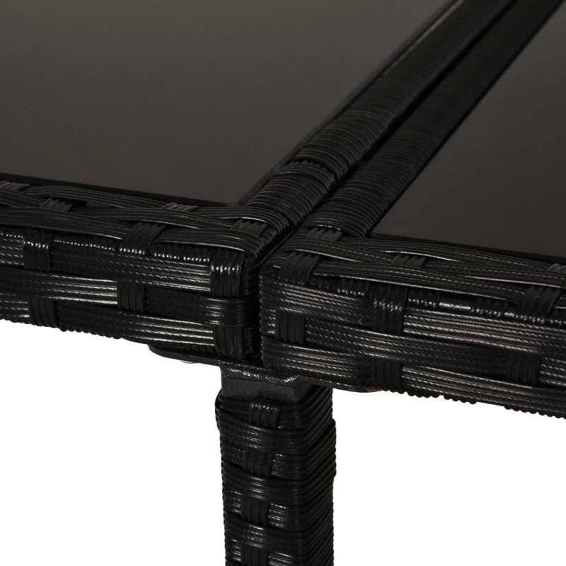 Black 11 Piece Rattan Dining Set With White Cushions