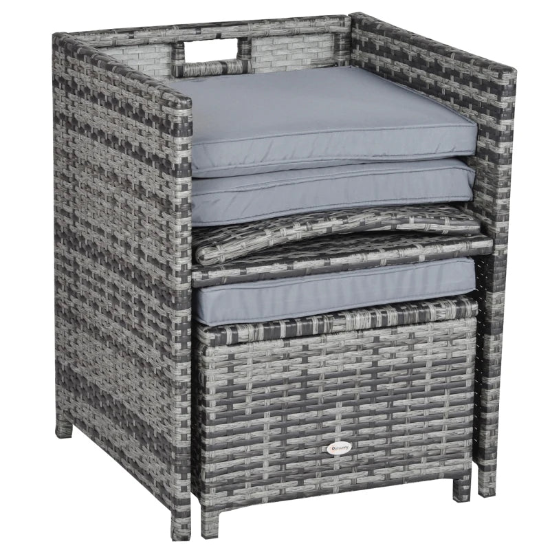 9 Piece Rattan Dining Set With Stylish Black Tempered Glass Table Top