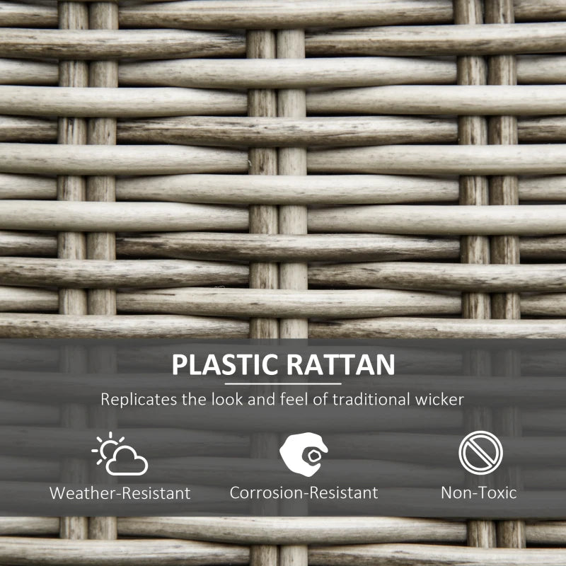 Grey 5 Piece Rattan Daybed with Cushions & Liftable Coffee Table + Protective Cover