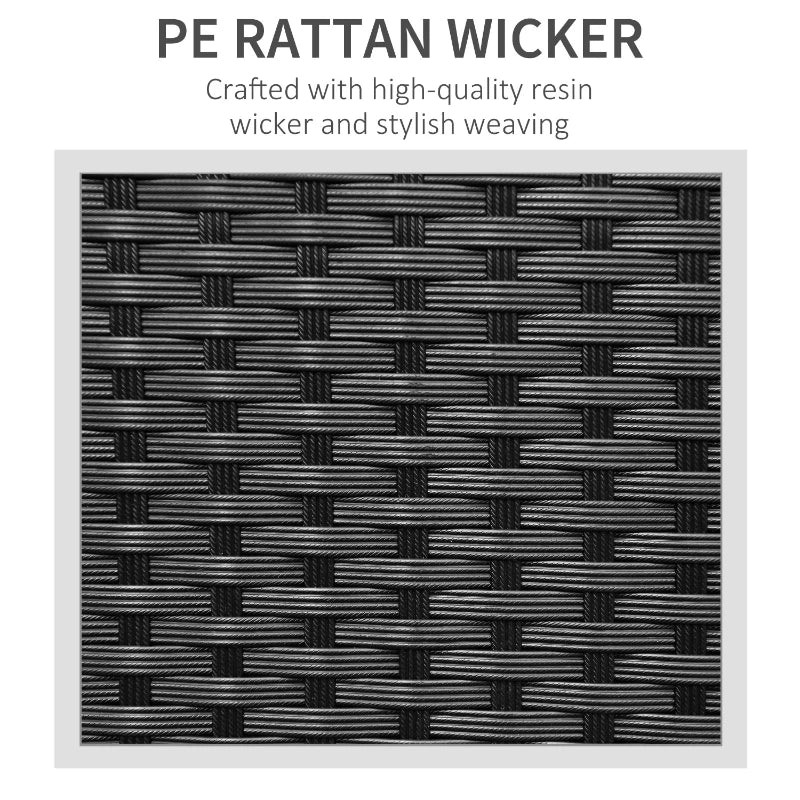 Black 3 Seater Rattan Sofa with Fire Resistant Cushion