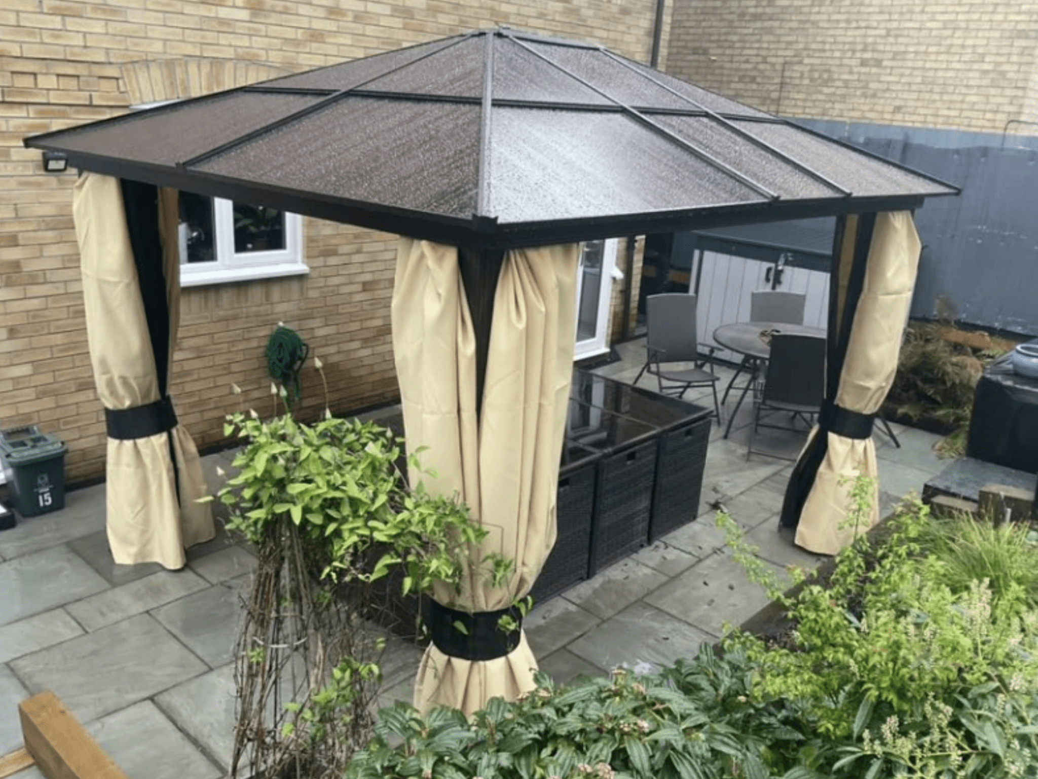 SolarLite Pavilion: 3 x 3.6m Aluminium-Clad Garden Gazebo with Polycarbonate Roof, LED Illumination & Protective Netting - Trade Warehouse