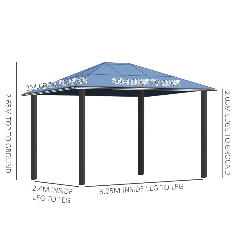SolarLite Pavilion: 3 x 3.6m Aluminium-Clad Garden Gazebo with Polycarbonate Roof, LED Illumination & Protective Netting - Trade Warehouse