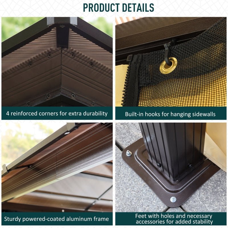 SolarLite Pavilion: 3 x 3.6m Aluminium-Clad Garden Gazebo with Polycarbonate Roof, LED Illumination & Protective Netting - Trade Warehouse