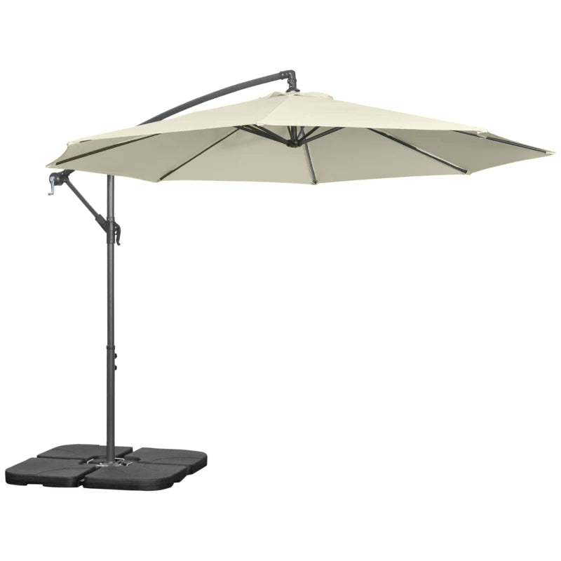 3m Beige Banana Parasol With Adjustable Crank Handle