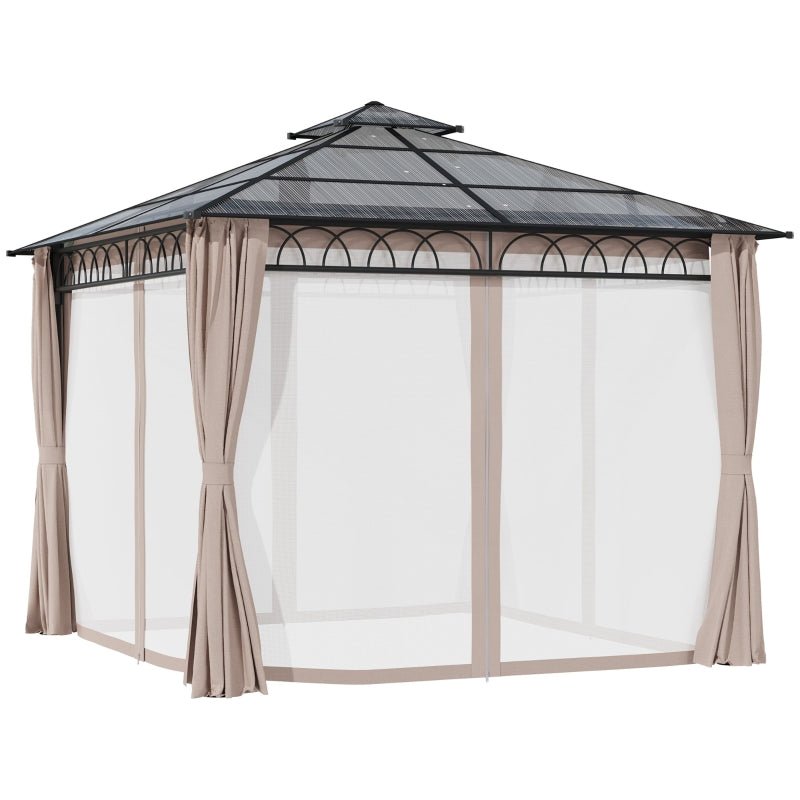 SunnyPlex DualCanopy: 3x3m Steel-Framed Outdoor Garden Gazebo with Protective Polycarbonate Roofing - Trade Warehouse