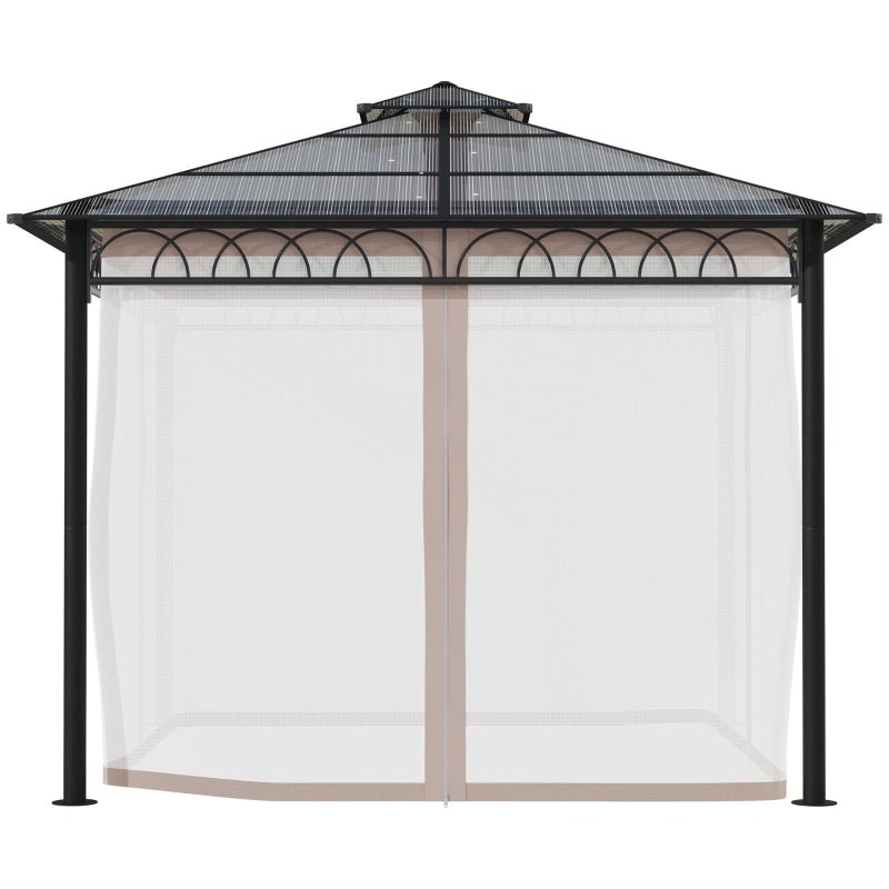 SunnyPlex DualCanopy: 3x3m Steel-Framed Outdoor Garden Gazebo with Protective Polycarbonate Roofing - Trade Warehouse