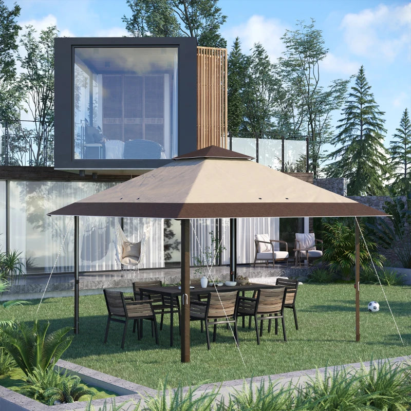 Brown 4 x 4m Pop-up Gazebo With Adjustable Legs