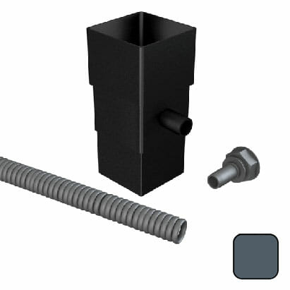 76mm Swaged Aluminium Square Downpipe WATER BUTT Diverter PPC - 7016M Anthracite Grey