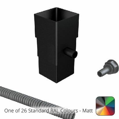 76mm Swaged Aluminium Square Downpipe WATER BUTT Diverter PPC - One of 26 Standard Matt RAL colours TBC