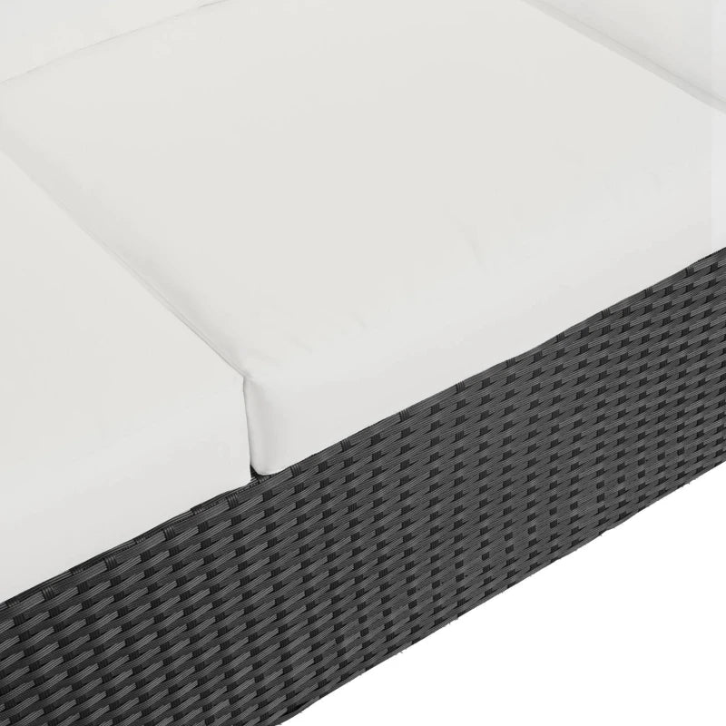 Black 3 Seater Rattan Sofa with Fire Resistant Cushion