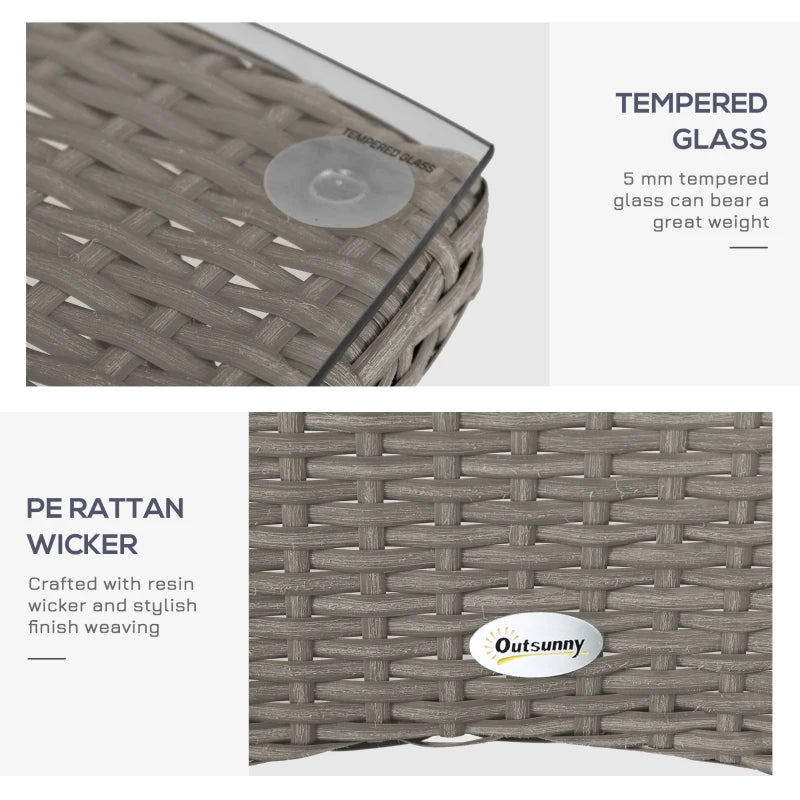 Grey Rattan Bistro Set For Balcony - Table and Chairs