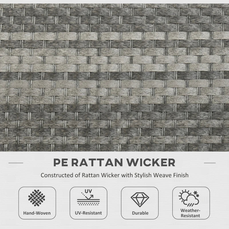 6 Seater Rattan Sofa With Fire Table - Grey