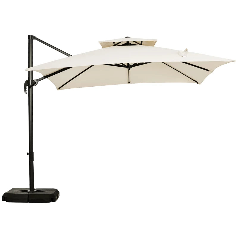 265H x 270L x 270W Two Tiered Cream Cantilever Parasol