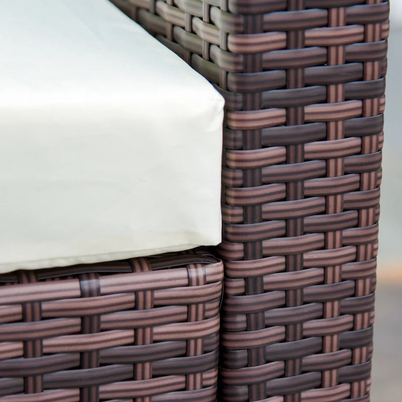 Brown L-Shaped 3 Seater Sofa With Beige Cushions and Glass Top Coffee Table