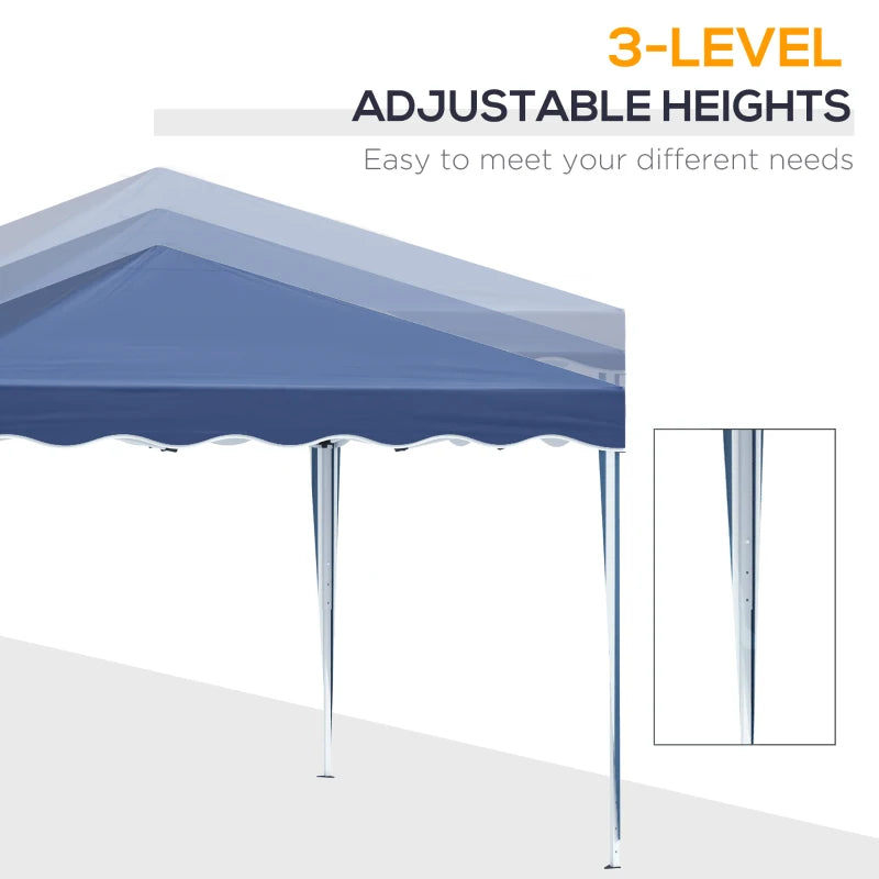 3m x 3m Blue Pop Up Gazebo Canopy - Foldable With Carry Bag