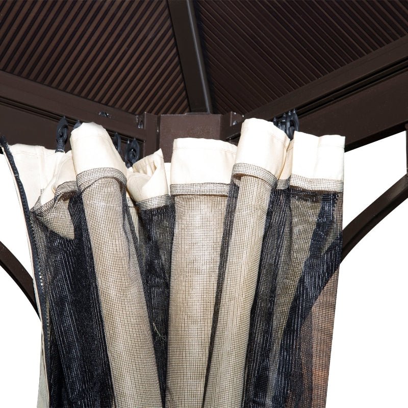 TriShade Enclave: 3x3 m Gazebo with Mosquito Net in Brown, Black, and Beige - Trade Warehouse