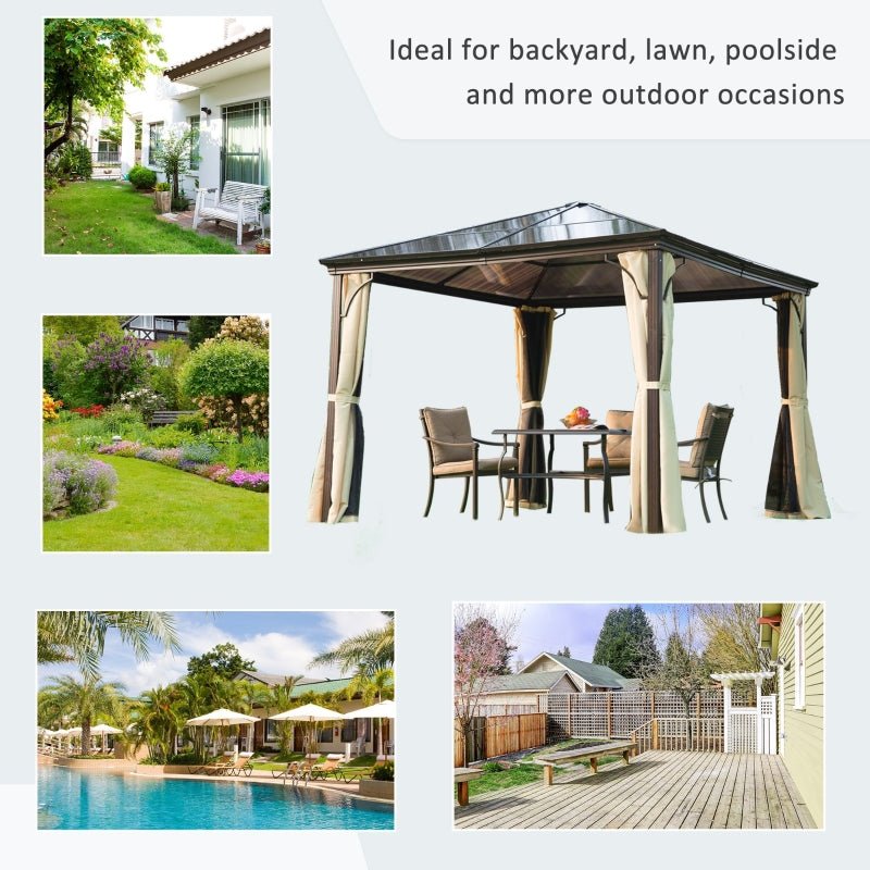 TriShade Enclave: 3x3 m Gazebo with Mosquito Net in Brown, Black, and Beige - Trade Warehouse