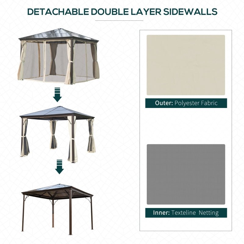 TriShade Enclave: 3x3 m Gazebo with Mosquito Net in Brown, Black, and Beige - Trade Warehouse