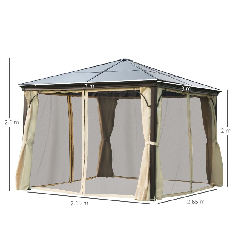 TriShade Enclave: 3x3 m Gazebo with Mosquito Net in Brown, Black, and Beige - Trade Warehouse