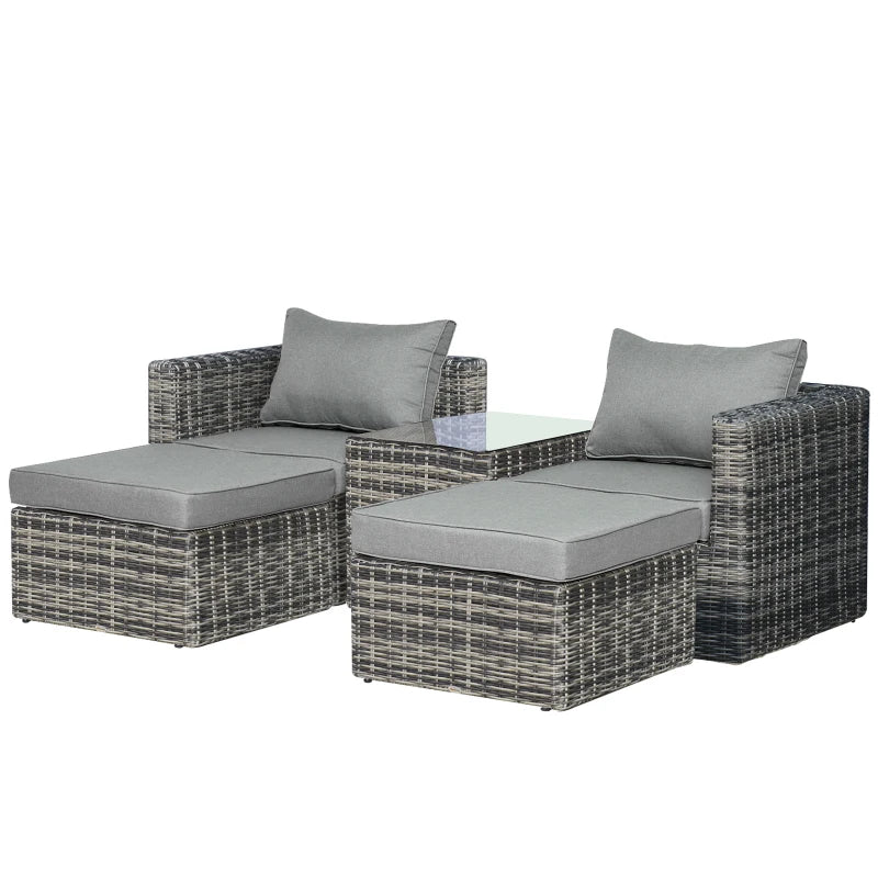 Mixed Grey Chaise Lounge Double Sofa Bed With Coffee Table & Footstool