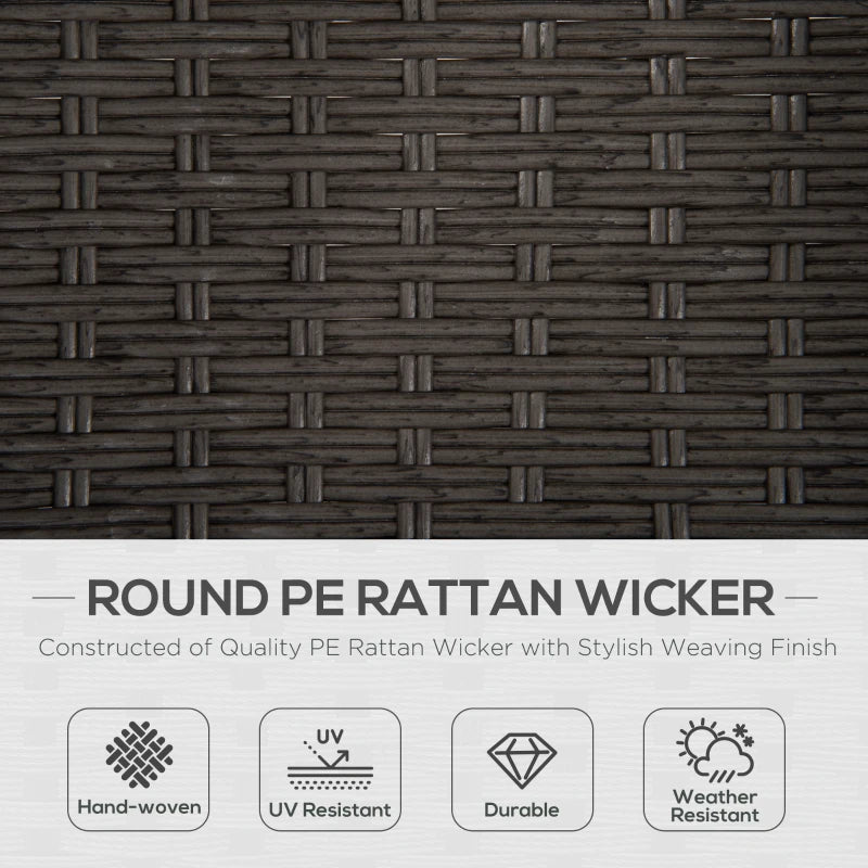 Grey Patio Table With 2 Armchairs & Glass Top Coffee Table