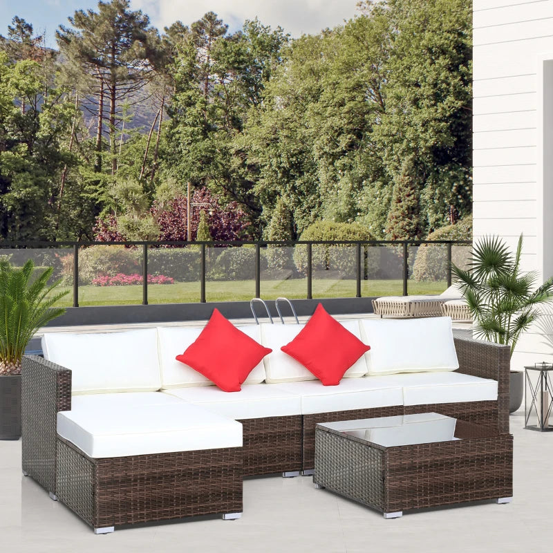 6 Piece Wicker Sofa - Brown Aluminium Frame With Cushions