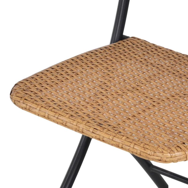 Natural Brown Wicker Bistro Set With Foldable Table