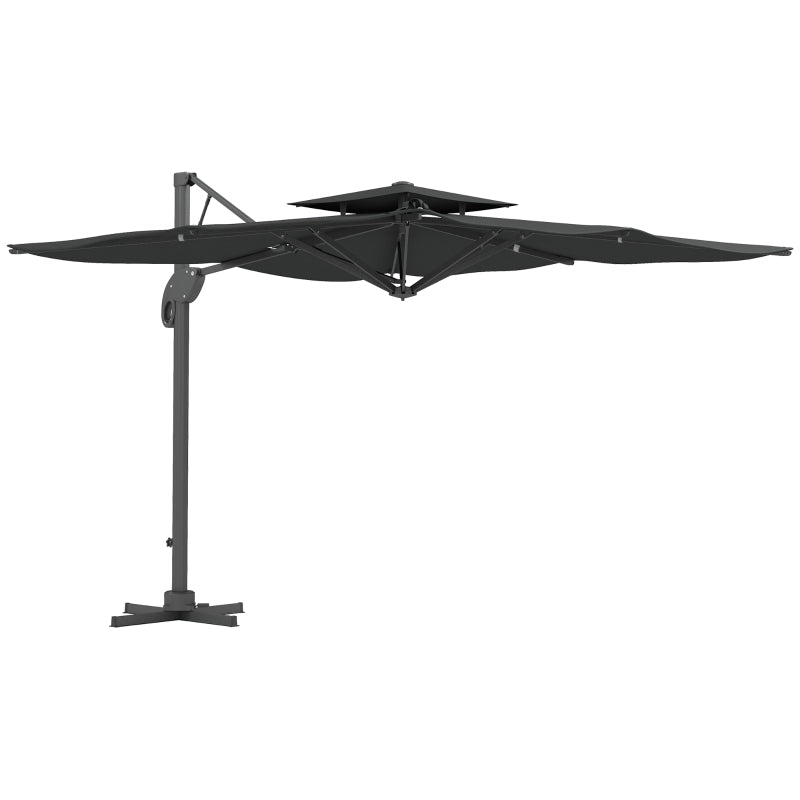 Grey 3m Cantilever Parasol with Hydraulic Mechanism - Dual Vented