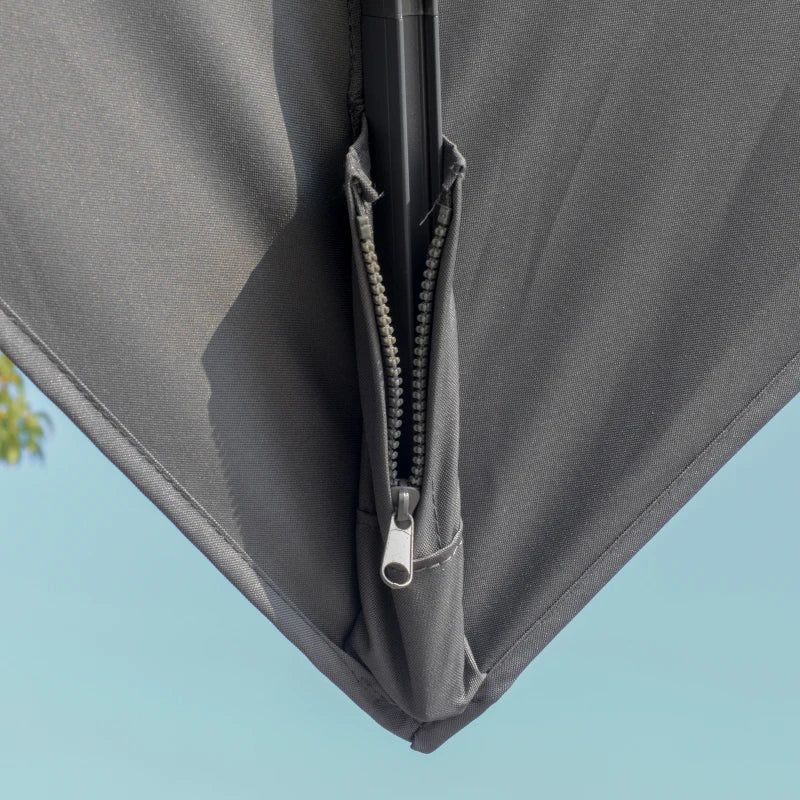 Grey Tiered Cantilever Parasol With LED Lights & Cross Base